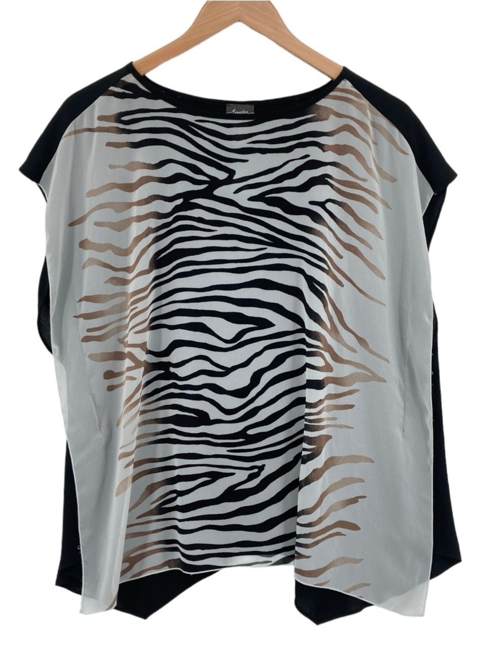 Chico's Black, White & Taupe Zebra-Print Layered Blouse